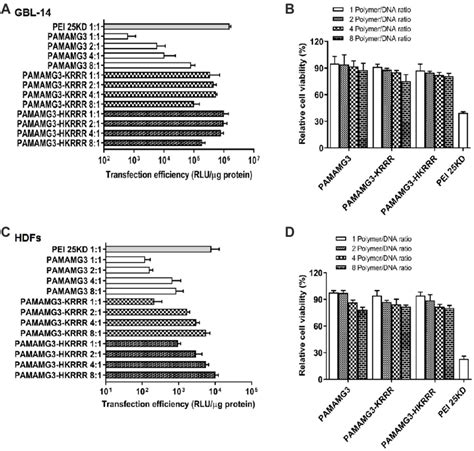 In Vitro Transfection Efficiency And Cell Viability Of The Pamamg