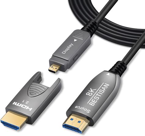 Amazon Bestisan 配管用着脱式 Hdmi Aocケーブル 8k 光ファイバーhdmiケーブル 50m Hdmi 2 1