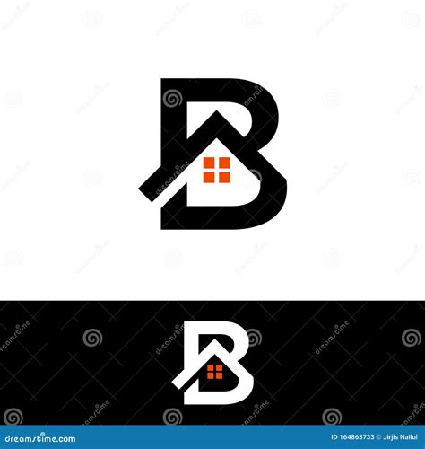 Initial Logo Letter B House Real Estate Logo Design Stock Vector