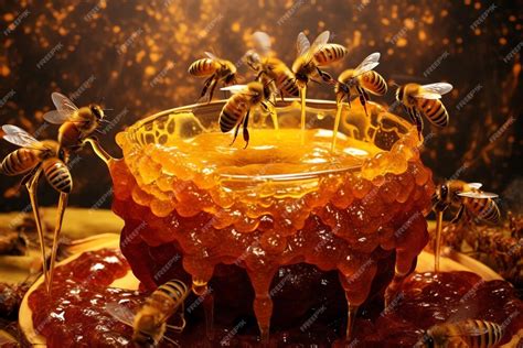 Premium AI Image | Photo fresh honey with bees