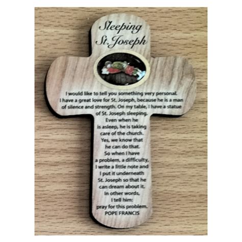 National Shrine Of Saint Jude Wooden Pocket Cross Sleeping St Joseph