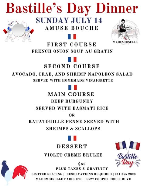 Bastille Day Dinner At Mademoiselle Paris Ami French Restaurant