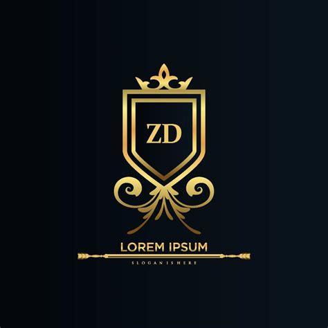 Zd Letter Initial With Royal Template Elegant With Crown Logo Vector