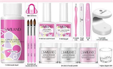 Saviland Acrylic Nail Kit Maintain For 28 Days 3 Colors Acrylic