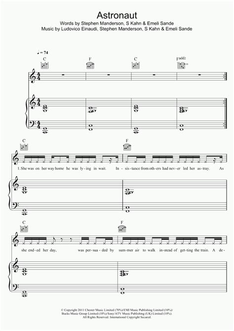 Astronaut Piano Sheet Music Onlinepianist