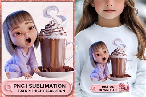 Adorable Girl With Hot Cocoa PNG Design Graphic By Zeth Studio