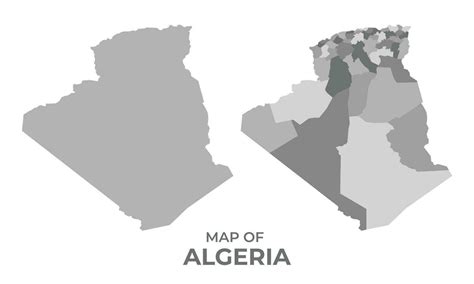 Escala De Grises Vector Mapa De Argelia Con Regiones Y Sencillo Plano