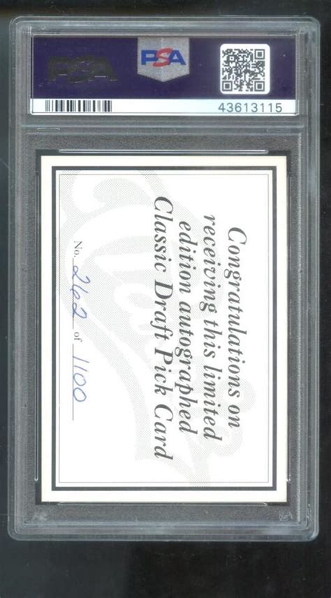 Classic Billy Owens Rookie Rc Auto Signed Autograph Card Psa Dna