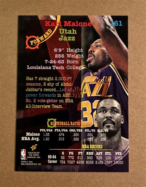 Stadium Club Karl Malone Basketball Card Ebay