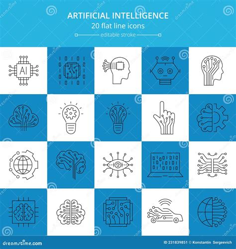 Artificial Intelligence And Machine Learning Line Icon Stock Vector