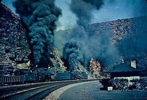 2 PRR Engines Pushing A Westbound Mixed Cargo Freight Train The First