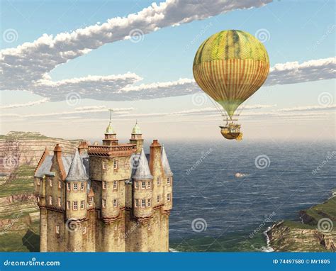 Fantasy Hot Air Balloon Over A Desert Landscape Royalty Free