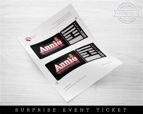 Printable Annie Broadway Surprise Ticket, Musical Collectible Theater ...