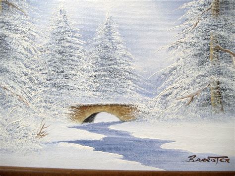 Winter Snow Landscape Oil Painting Vintage Artistic Interiors Signed ...