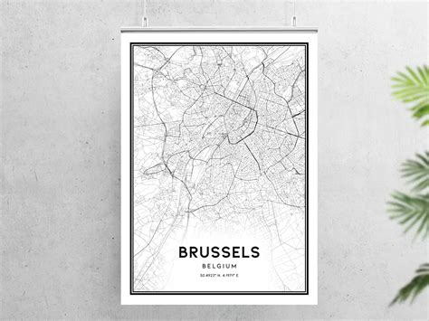 Brussels Map Print Brussels Map Poster Wall Art Brussels Etsy