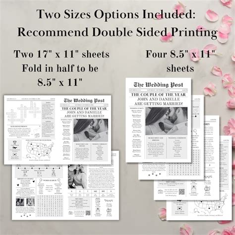 Newspaper Wedding Program Template Editable Wedding Newspaper Etsy