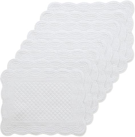 Amazon.com: MABOZOO 100% Cotton Quilted Placemats Set of 6,Washable ...