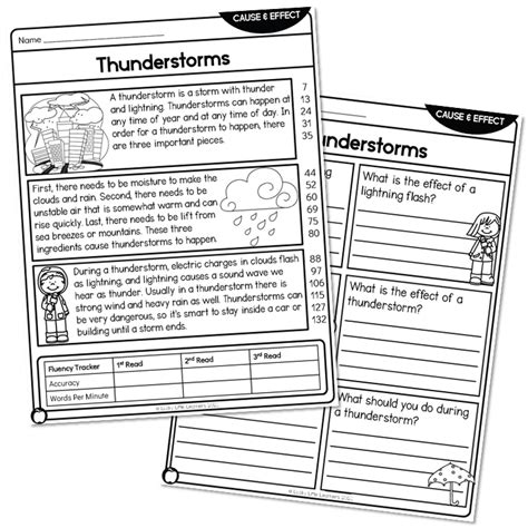 2nd Grade Nonfiction Cause And Effect Reading Passage Thunderstorms Above Lucky Little