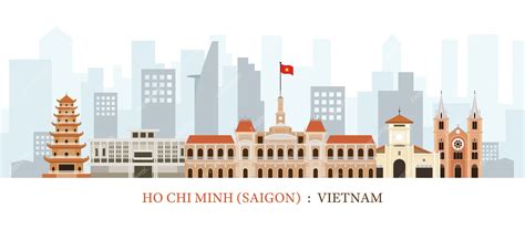 Premium Vector | Saigon or Ho Chi Minh City Vietnam Skyline Landmarks