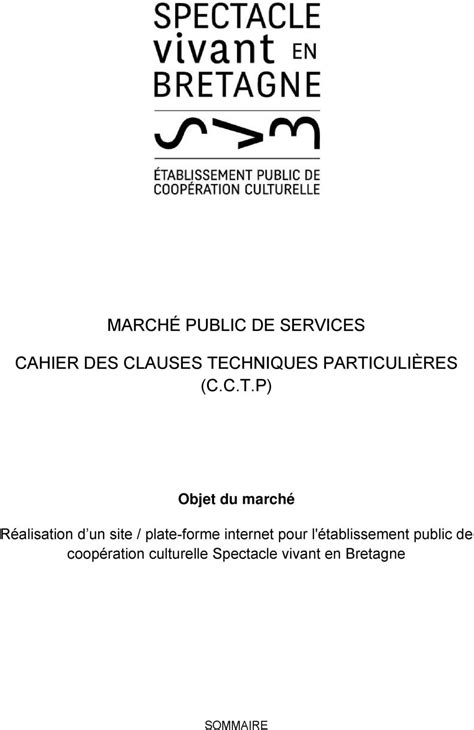 Marche De Formation Cahier Des Clauses Techniques Particulieres Cctp