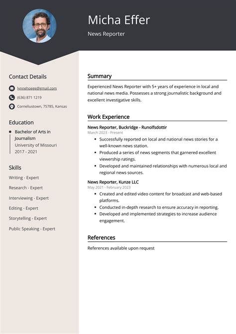 Reporter Resume Sample Journalist Resume Example Writing Guide