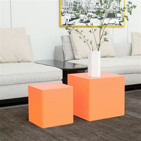 Nesting Coffee Table Set Of 2 Square Wooden Side Tables Modern Circle Center Table Accent End