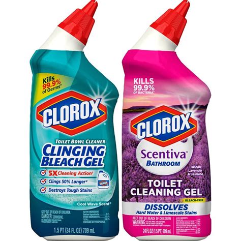 Clorox Scentiva Tuscan Lavender And Jasmine Scented Toilet Cleaning Gel Clorox Clinging Bleach