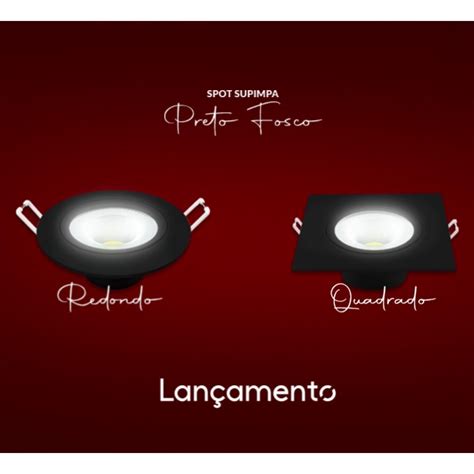 Spot Preto Led De Embutir Quadrado W K Luz Amarela Bivolt Avant