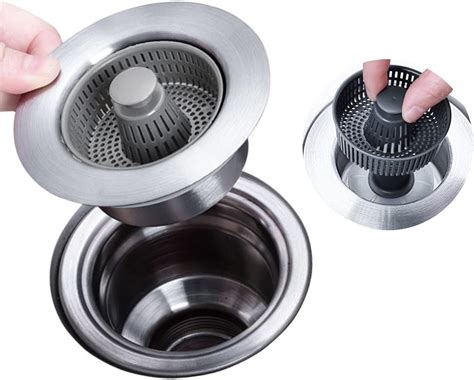 BQRIH Kitchen Sink Stopper Strainer 3 In 1 Pop Up Sink Strainer Anti