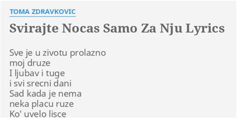 Svirajte Nocas Samo Za Nju Lyrics By Toma Zdravkovic Sve Je U Zivotu