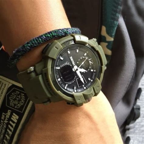 Skmei Dual Mode Sports Watch Army Green Latestgadget