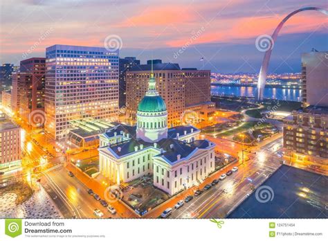 St. Louis Downtown City Skyline at Twilight. Stock Photo - Image of ...