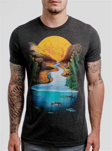 Gone Fishing Multicolor On Heather Black Triblend Mens T Shirt