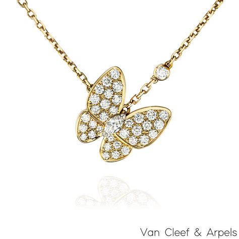 Van Cleef Arpels Yellow Gold Diamond Two Butterfly Pendant Vcarp Dp