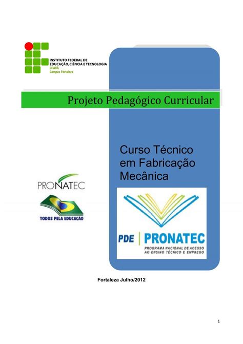 Projeto Pedag Gico Do Curso Pronatec Ifce