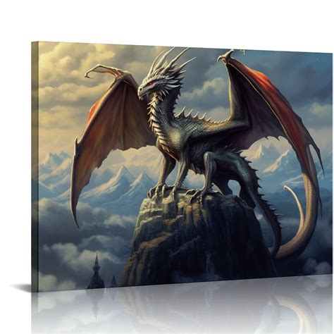 Nawypu Fantasy Art Dragon Knights Armor Warrior Poster Decorative