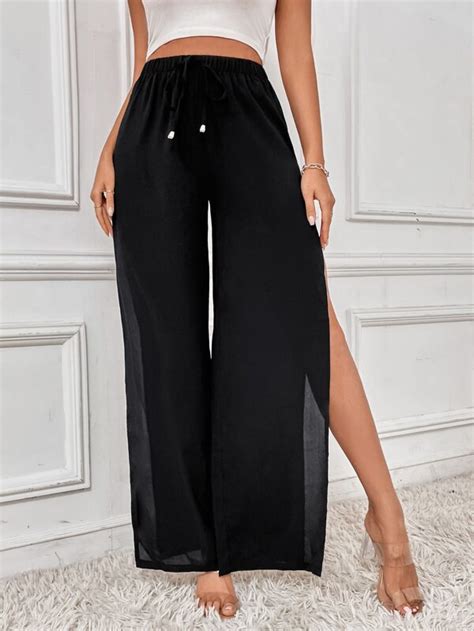 SHEIN SXY Pantalones de muslo con abertura de cintura con cordón Moda