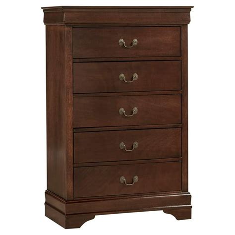 Pemberly Row Traditional Wood 5 Drawer Wood Chest Bedroom Dresser In