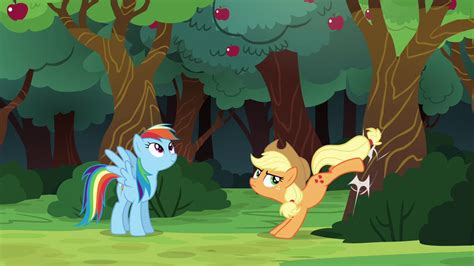 Image Applejack Bucking The Apple Tree Again S6e18png My Little