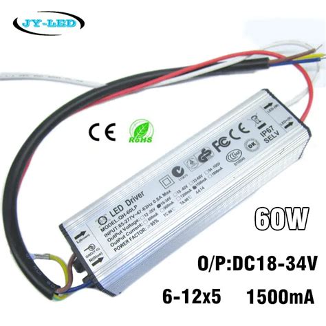 2pcs 60W 1500mA LED Power Supply DC18 34V 6 12 Series 5 Parallel