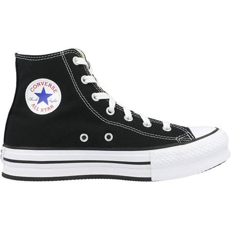 Converse Chuck Taylor All Star Eva Lift Platform Hi Black White Canvas Trainers Shoes