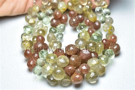 Pcs Big Mix Gemstone Onion Beads Green Amethyst Faceted Onion Golden