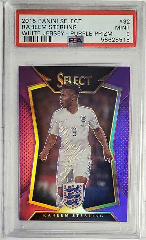 Panini Select Raheem Sterling White Jersey Purple Prizm Jersey