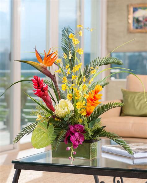 Tropical Orchids And Ginger Silk Flower Arrangement Tropical Flower