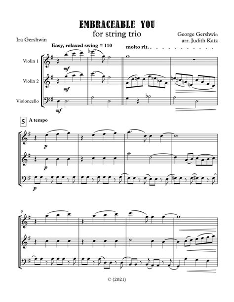 Embraceable You Sheet Music George Gershwin String Ensemble