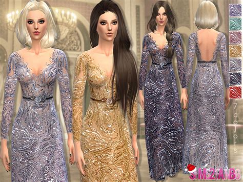 The Sims Resource 28 Lace Sequin Gown Xmas T 3