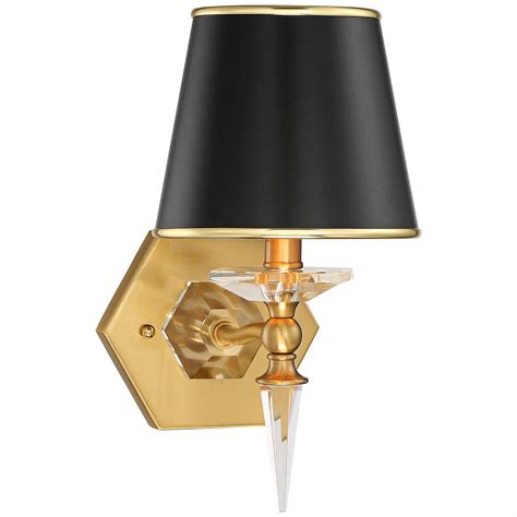 Manhattan 13 High Black And Brass Finish Wall Sconce With Crystal 78n10 Lamps Plus