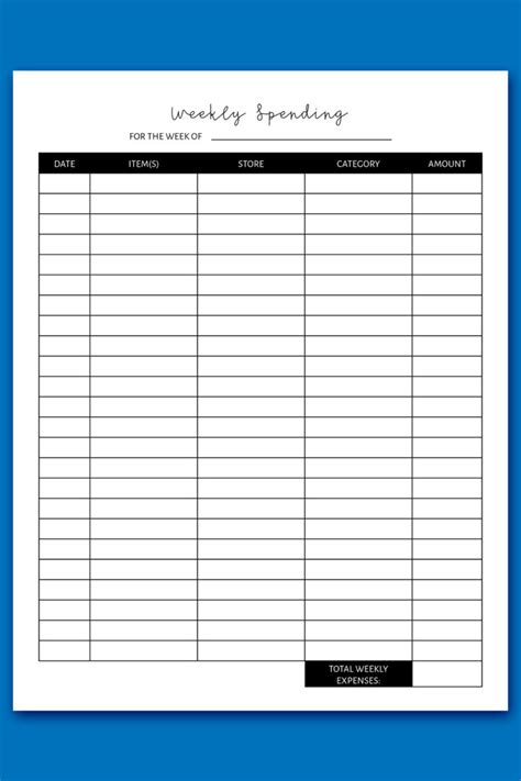 Weekly Expense Tracker Printable Example 5 Mom Envy