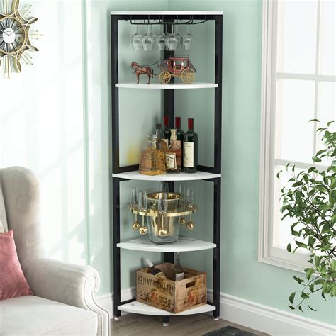 Buy Tribesigns Corner Shelf Corner Wine Rack With Glass Holder Tier