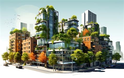 Premium AI Image | Sustainable urban design project Green architectural